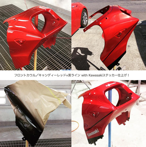 カワサキGPZ900 傷凹み修理　カウル塗装　平出自動車鈑金　愛知県北名古屋市